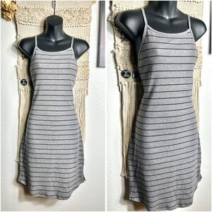 MUDD Gray Striped Bodycon Dress Juniors Size Large Y2K Dress New With Tags